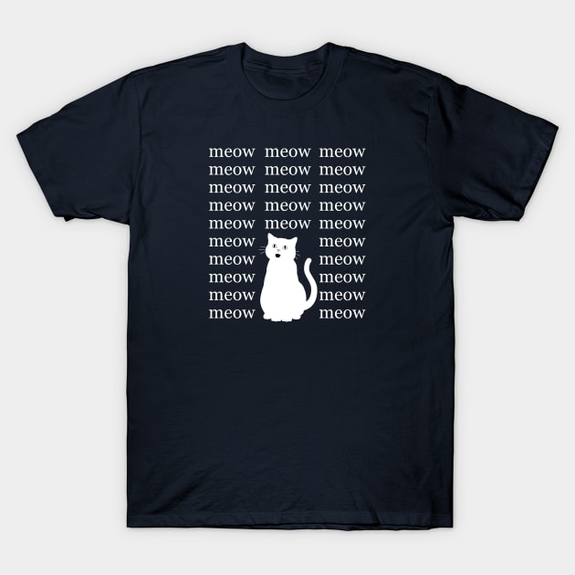 Chatty Cat (White Cat) T-Shirt by andyjhunter